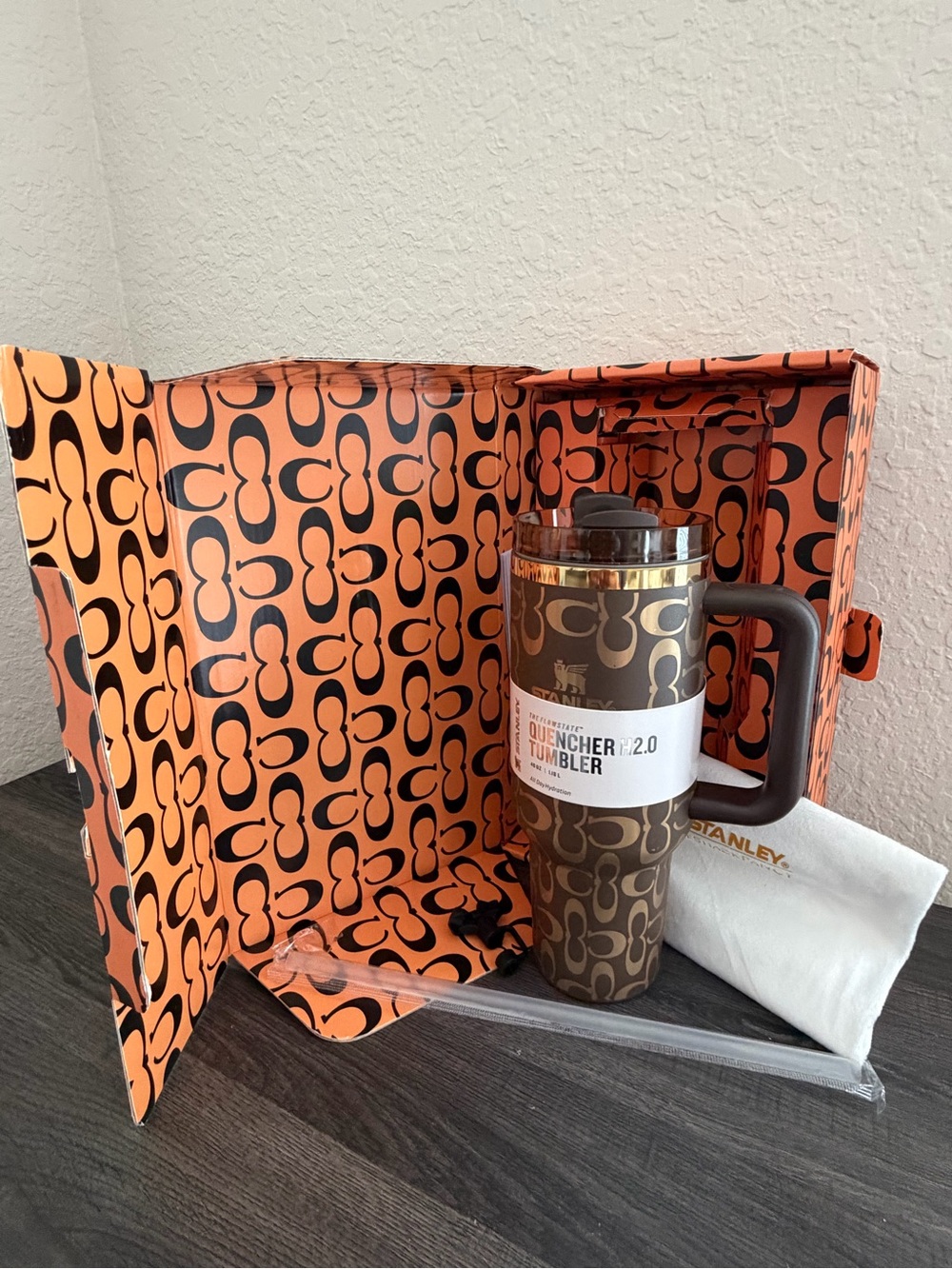 Brown Gold Monogram 40oz Tumbler Luxury Gift Box Set